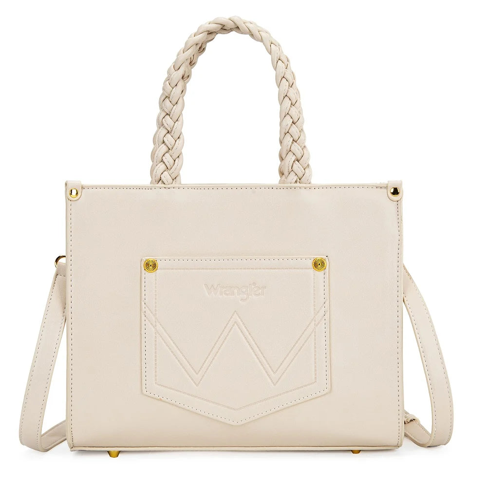 Wrangler Floral Print Braided Tote Bag - Tan