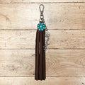 Wrangler Turquoise Fringe Suede Bag Charm - Coffee