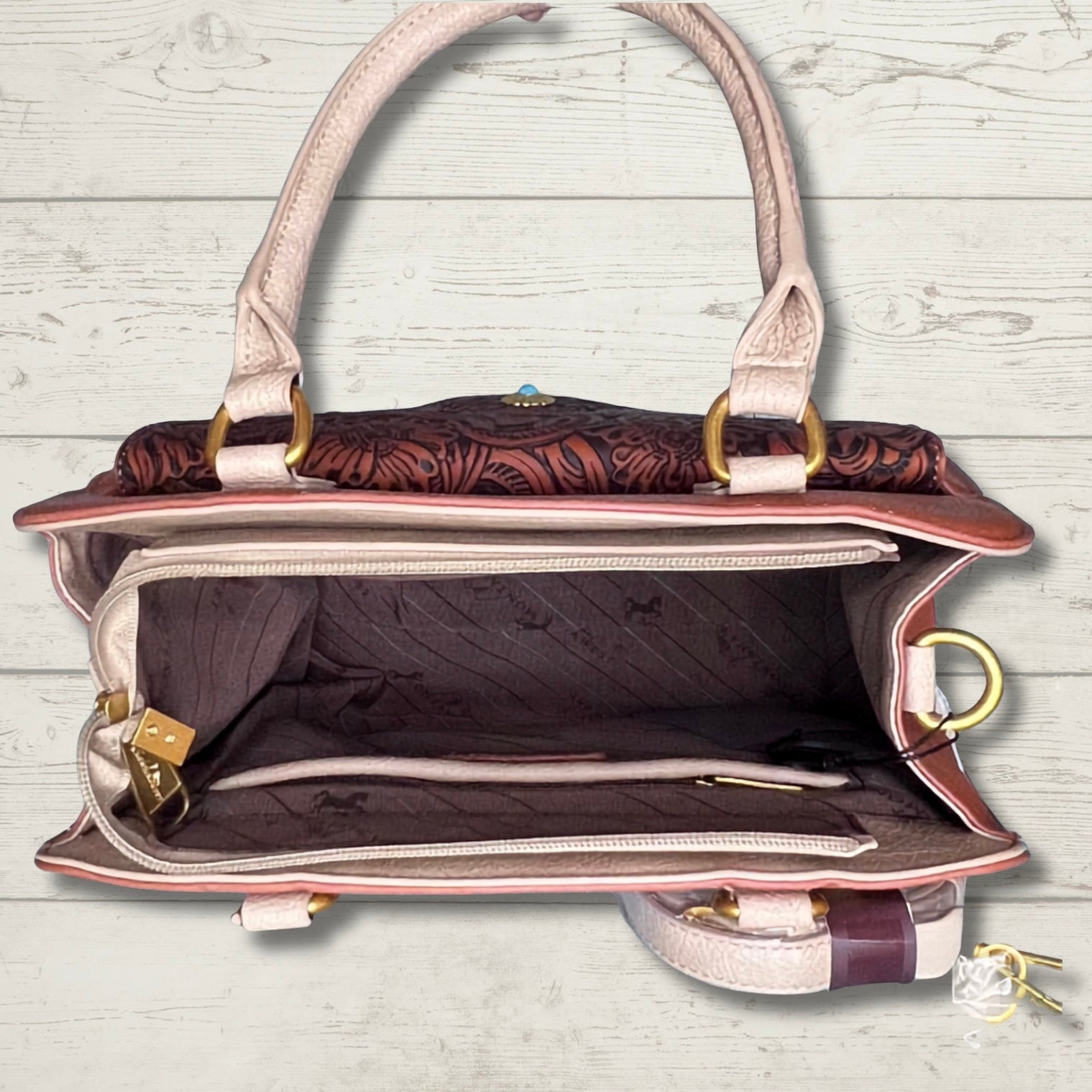 Montana West Western Tooled Floral Concealed Carry Satchel and Crossbody Bag
