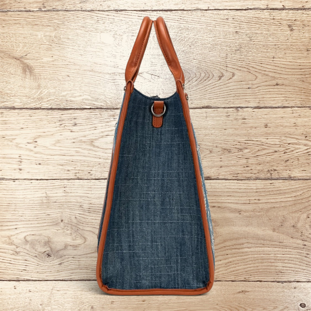 Wrangler Aztec Studded Denim Tote & Crossbody Bag