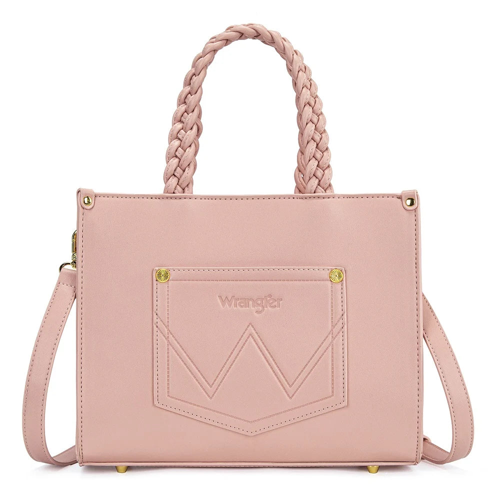 Wrangler Floral Print Braided Tote Bag - Pink