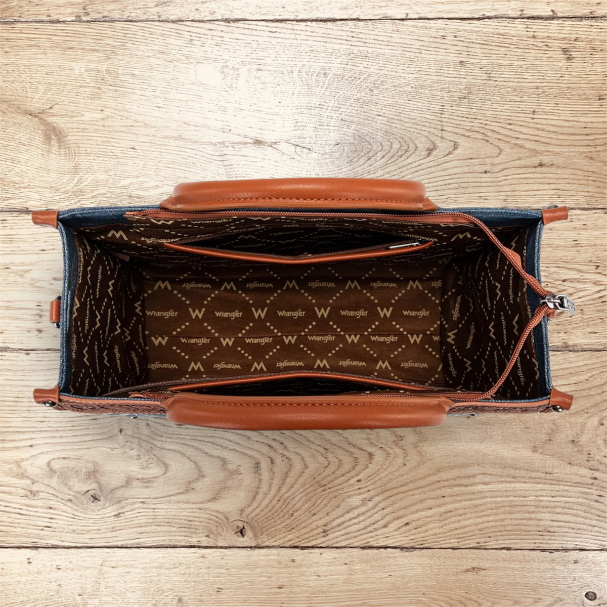 Wrangler Aztec Studded Denim Tote & Crossbody Bag