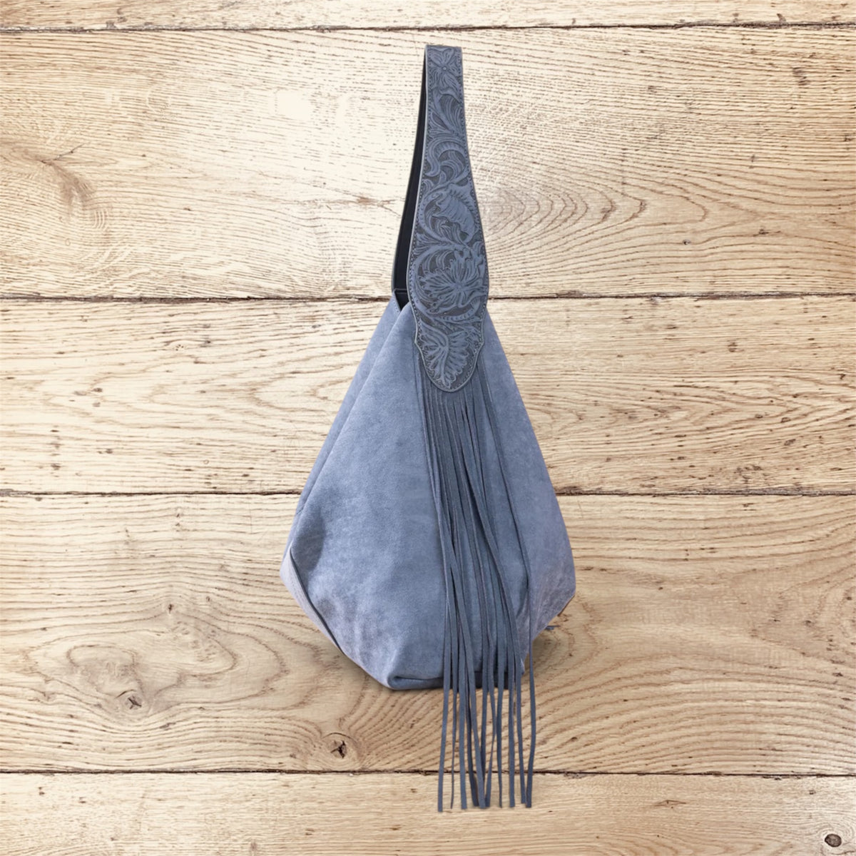 Wrangler Fringe Floral Tooled Hobo Bag - Jean
