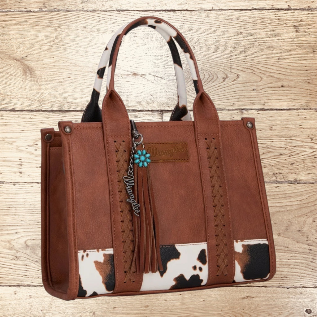 Wrangler Turquoise Fringe Suede Bag Charm - Brown