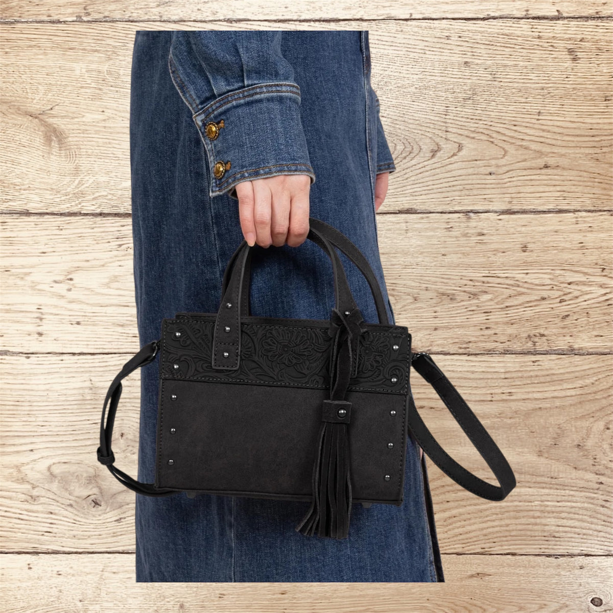 Wrangler Western Tooled Tote Crossbody
