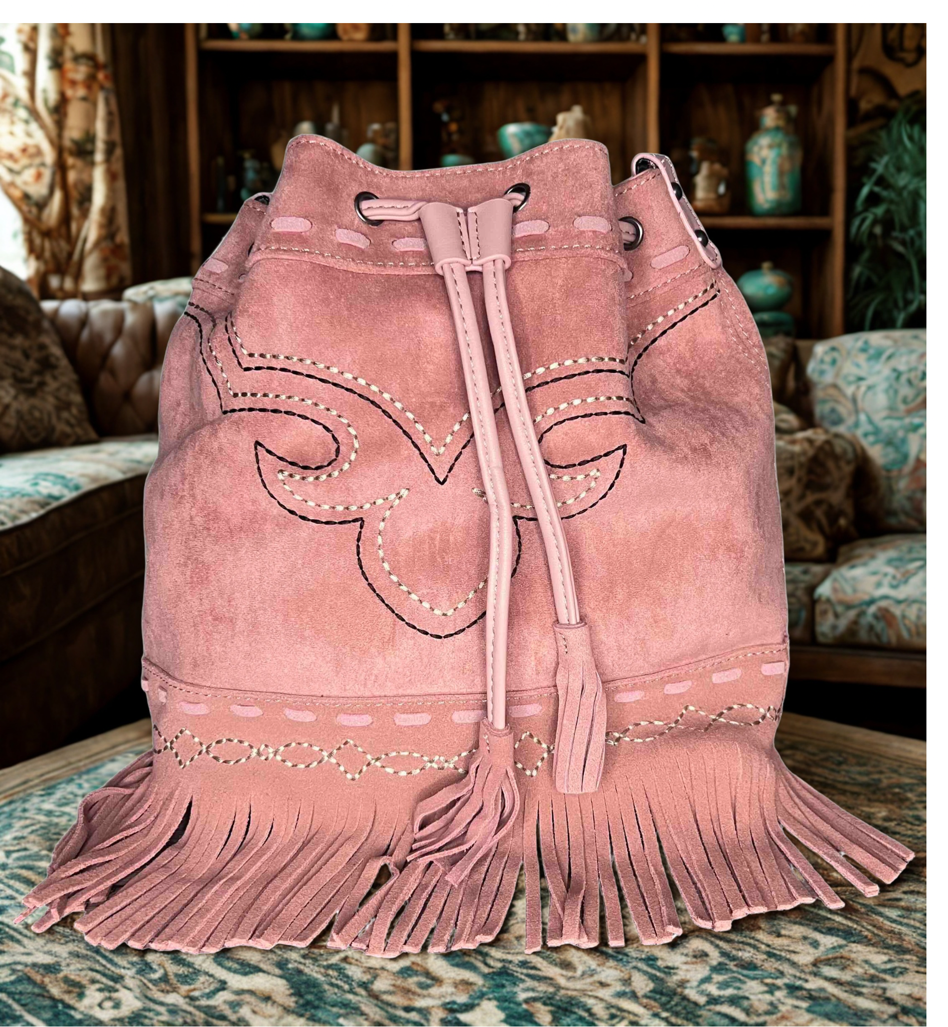 Montana West Boot Stitch Drawstring Crossbody Bag