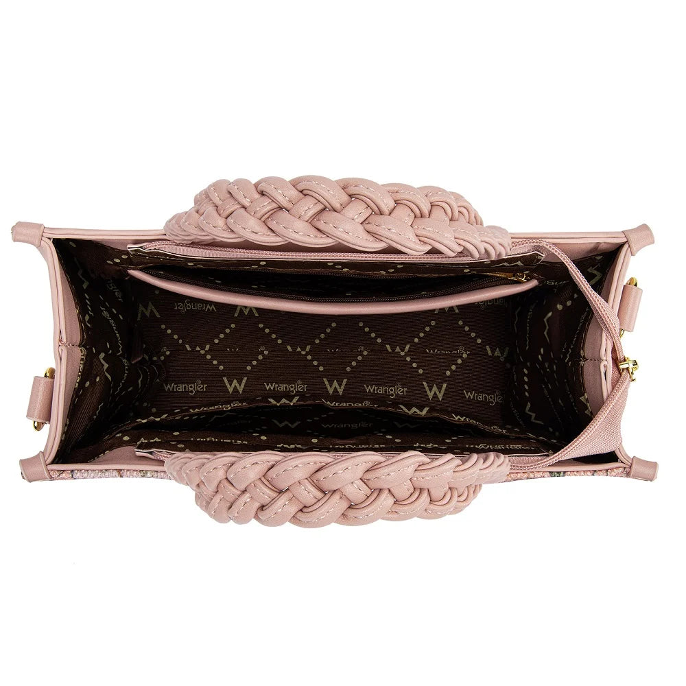 Wrangler Floral Print Braided Tote Bag - Pink
