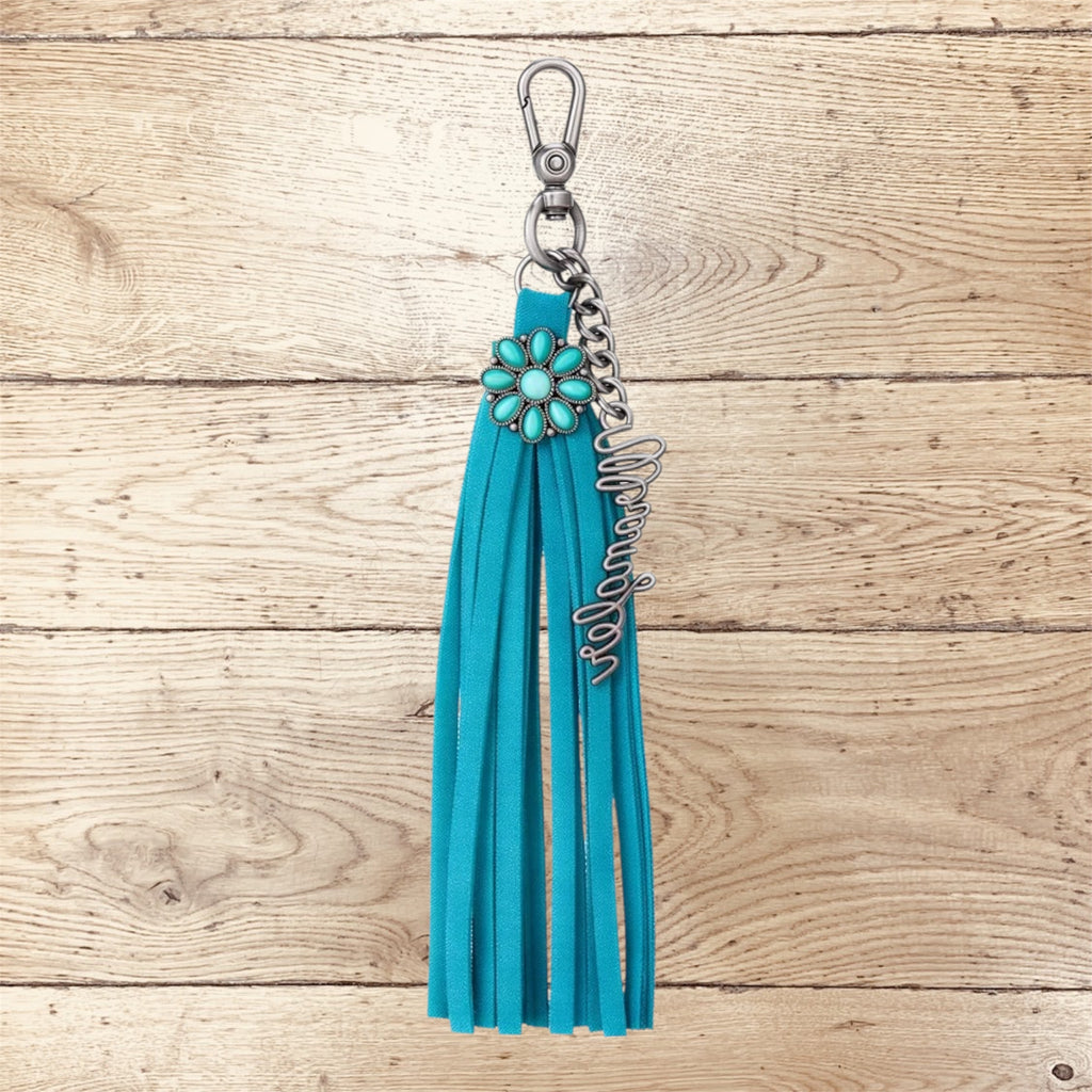 Wrangler Turquoise Fringe Suede Bag Charm - Turquoise
