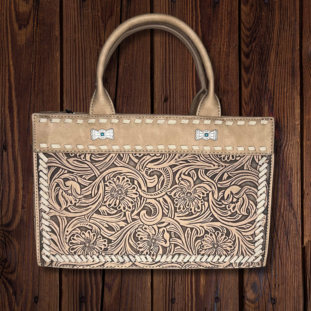 Montana West Floral Tooled Tote Bag