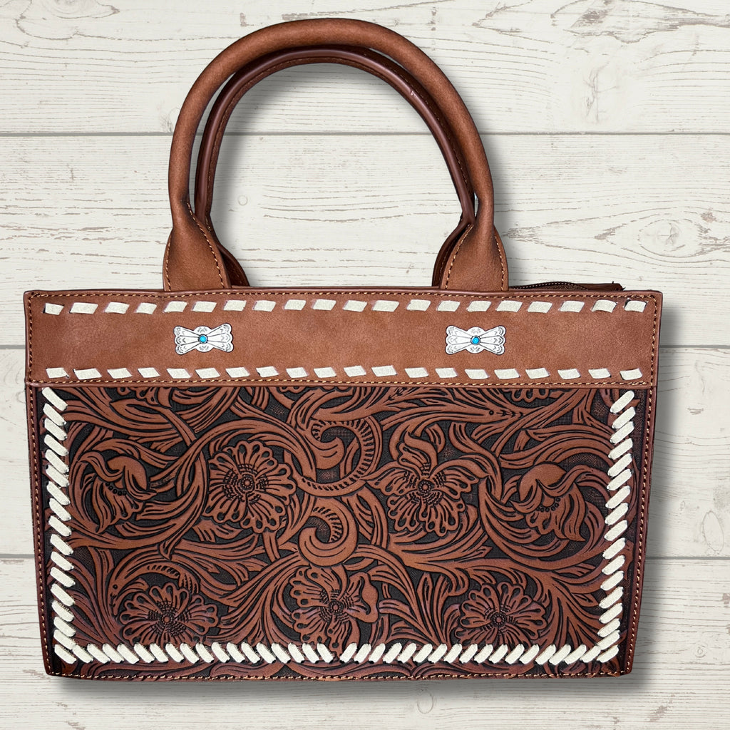 Montana West Floral Tooled Tote Bag
