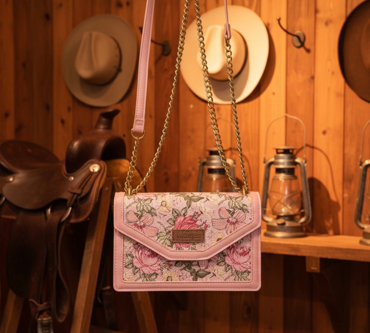 Wrangler Floral Print Chain Crossbody Bag