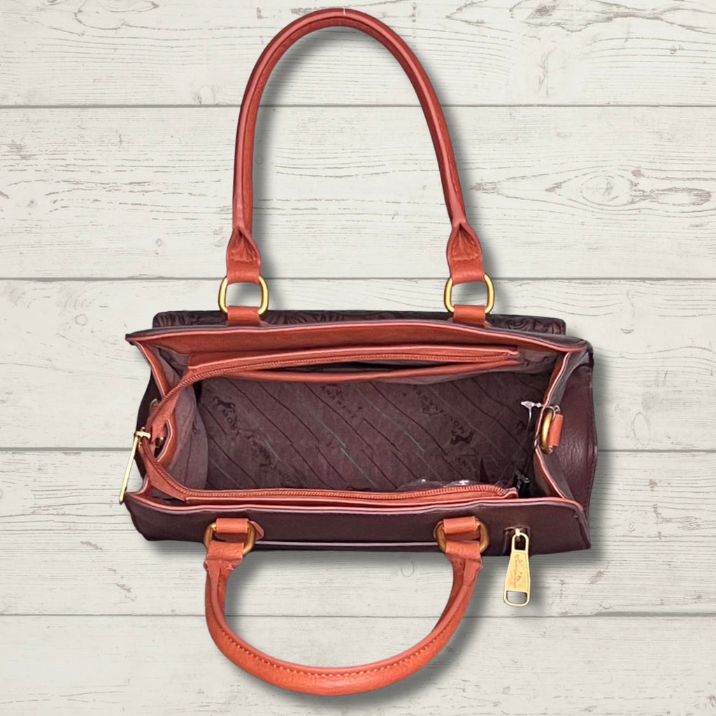 Montana West Western Tooled Floral Concealed Carry Satchel and Crossbody Bag