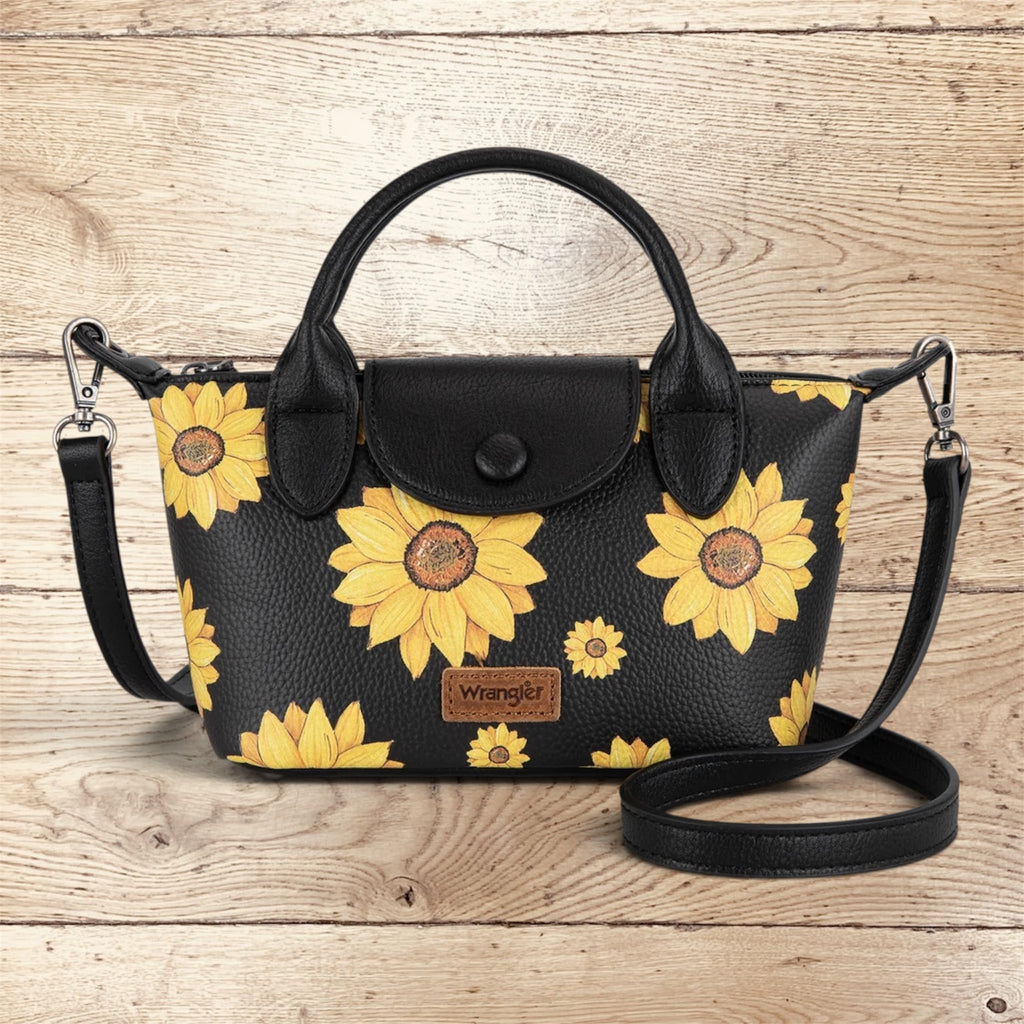 Wrangler Sunflower Print Mini Top Handle Crossbody - Black