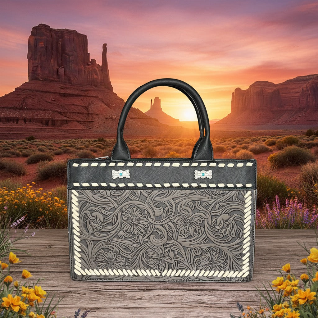 Montana West Floral Tooled Tote Bag