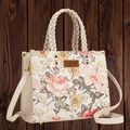 Wrangler Floral Print Braided Tote Bag - Tan
