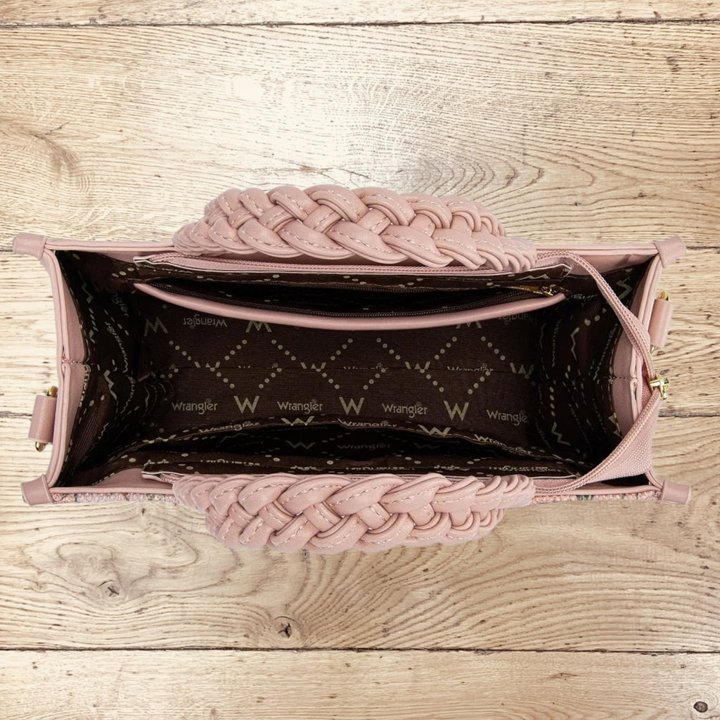 Wrangler Floral Print Braided Tote Bag - Pink