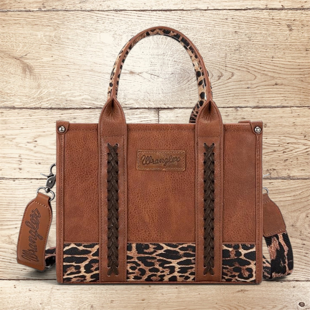 Wrangler Western Style Handbag Tote - Leopard Print