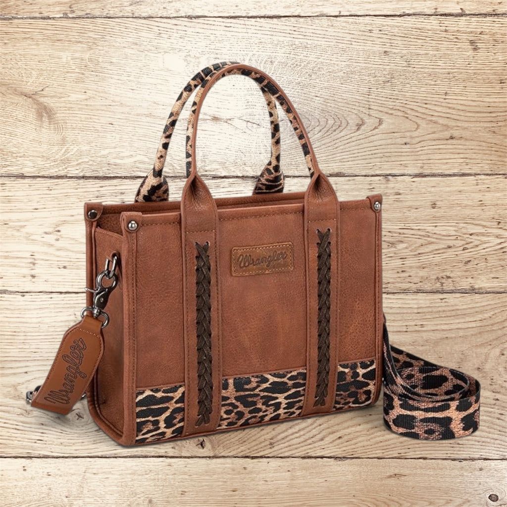 Wrangler Western Style Handbag Tote - Leopard Print