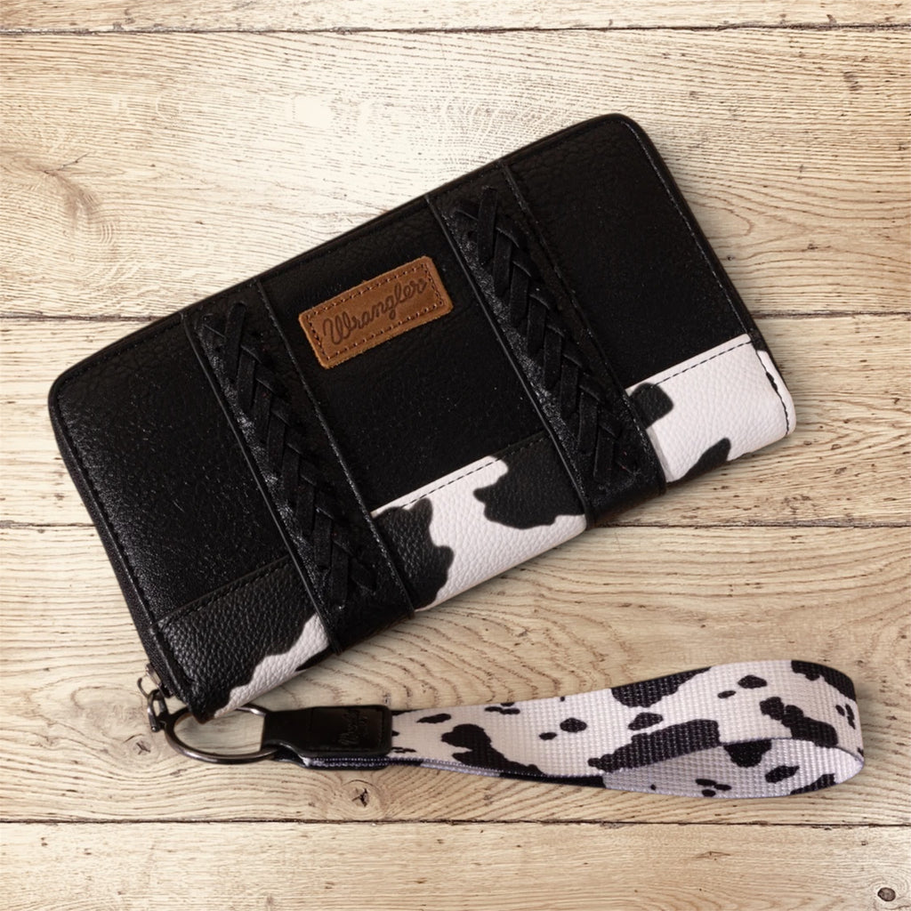 Wrangler Cow Print Wallet - Black