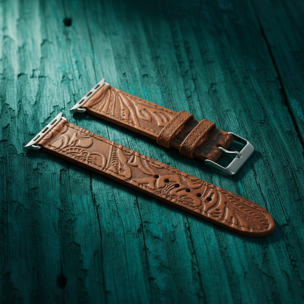 Mitt Angle Embossed Leather Watch Band