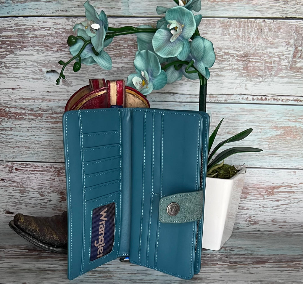 Wrangler Western Floral Tooled RFID Wallet