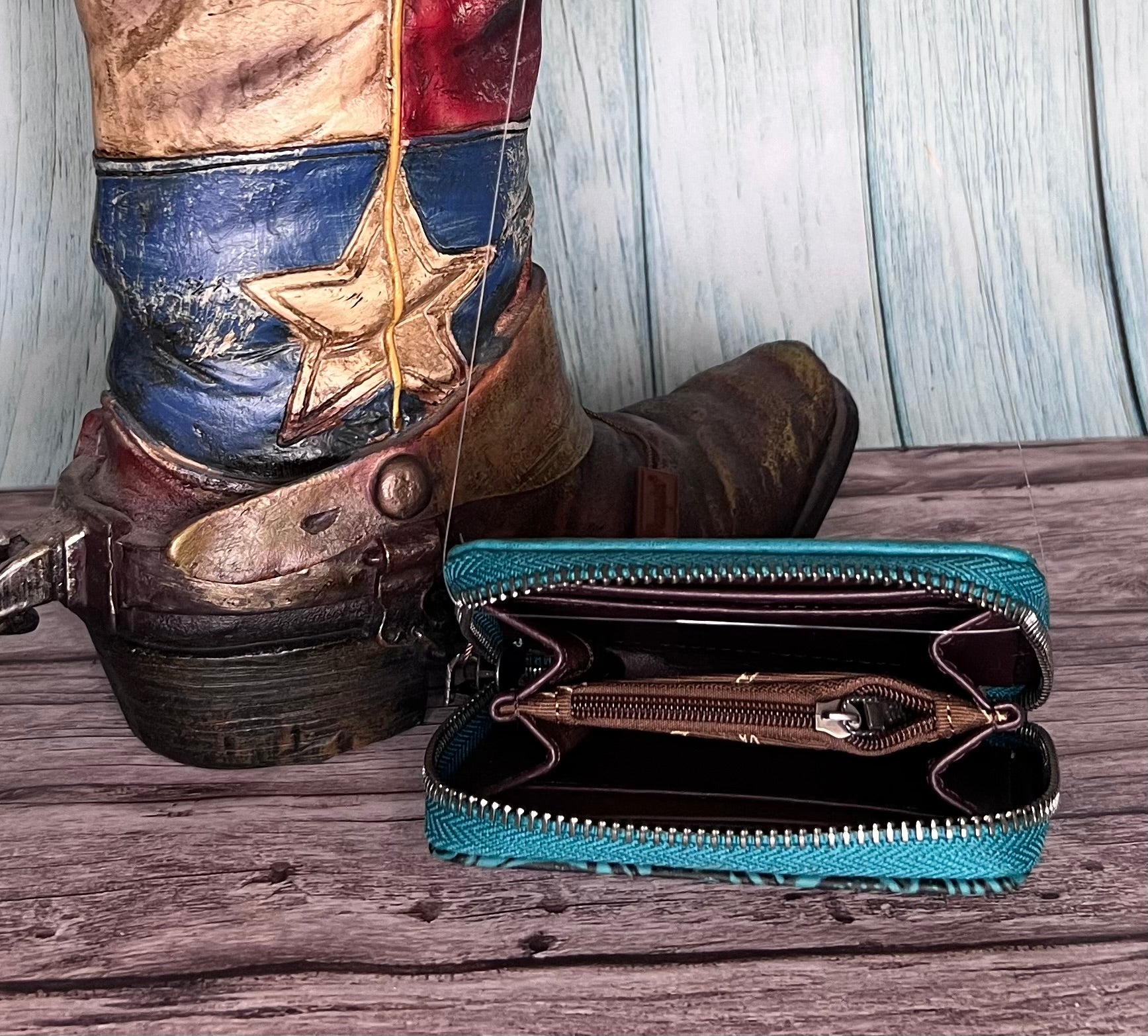 Wrangler Tooled Zip-Around Wallet
