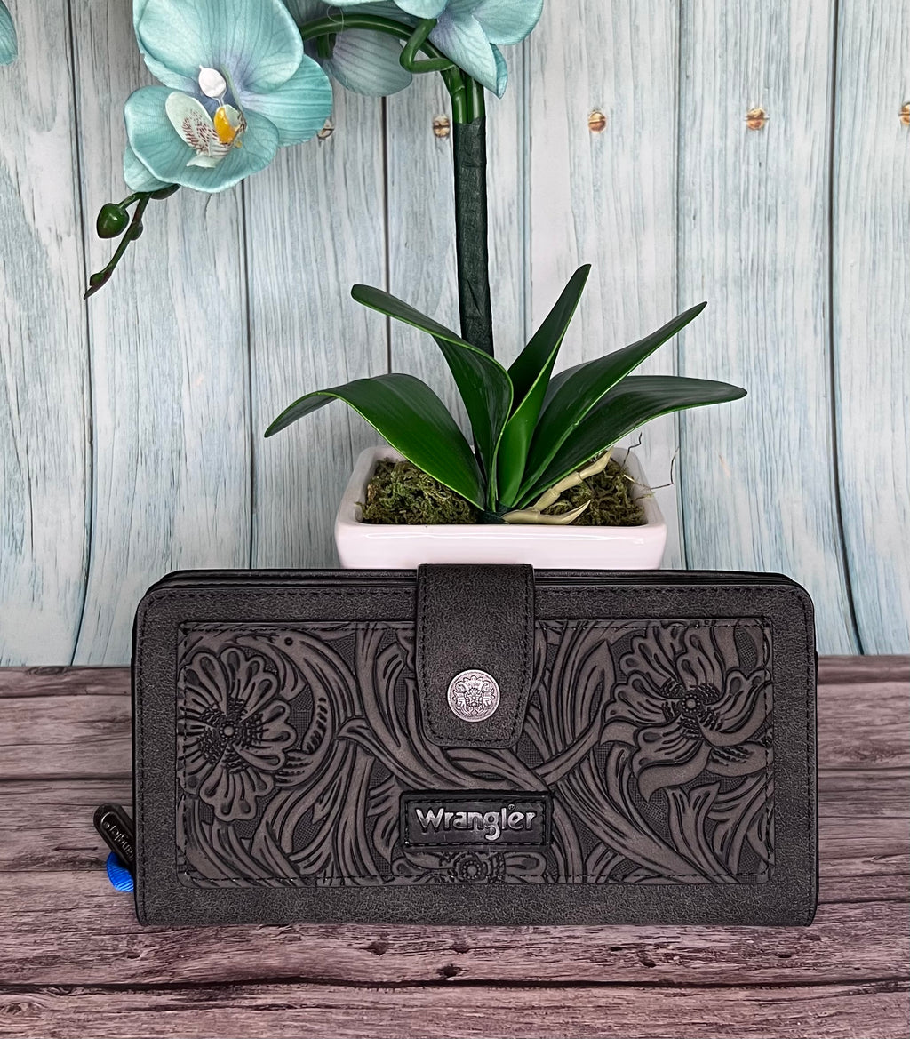 Wrangler Western Floral Tooled RFID Wallet