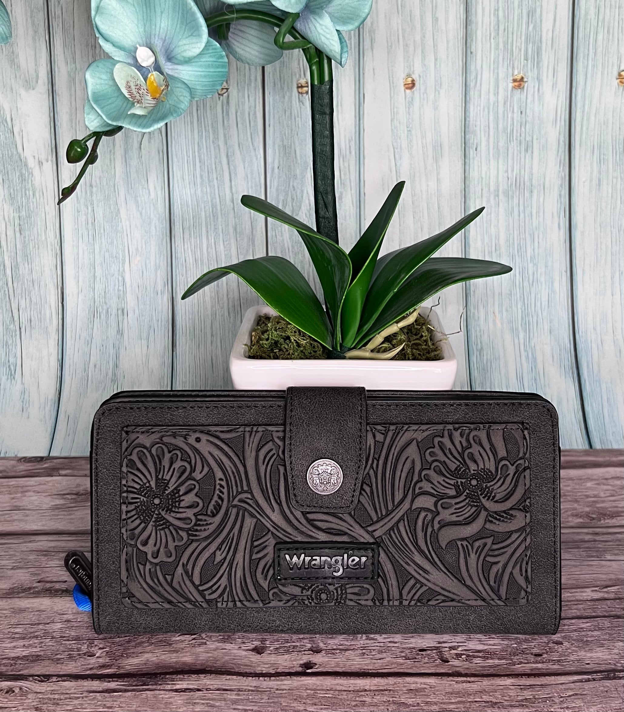 Wrangler Western Floral Tooled RFID Wallet
