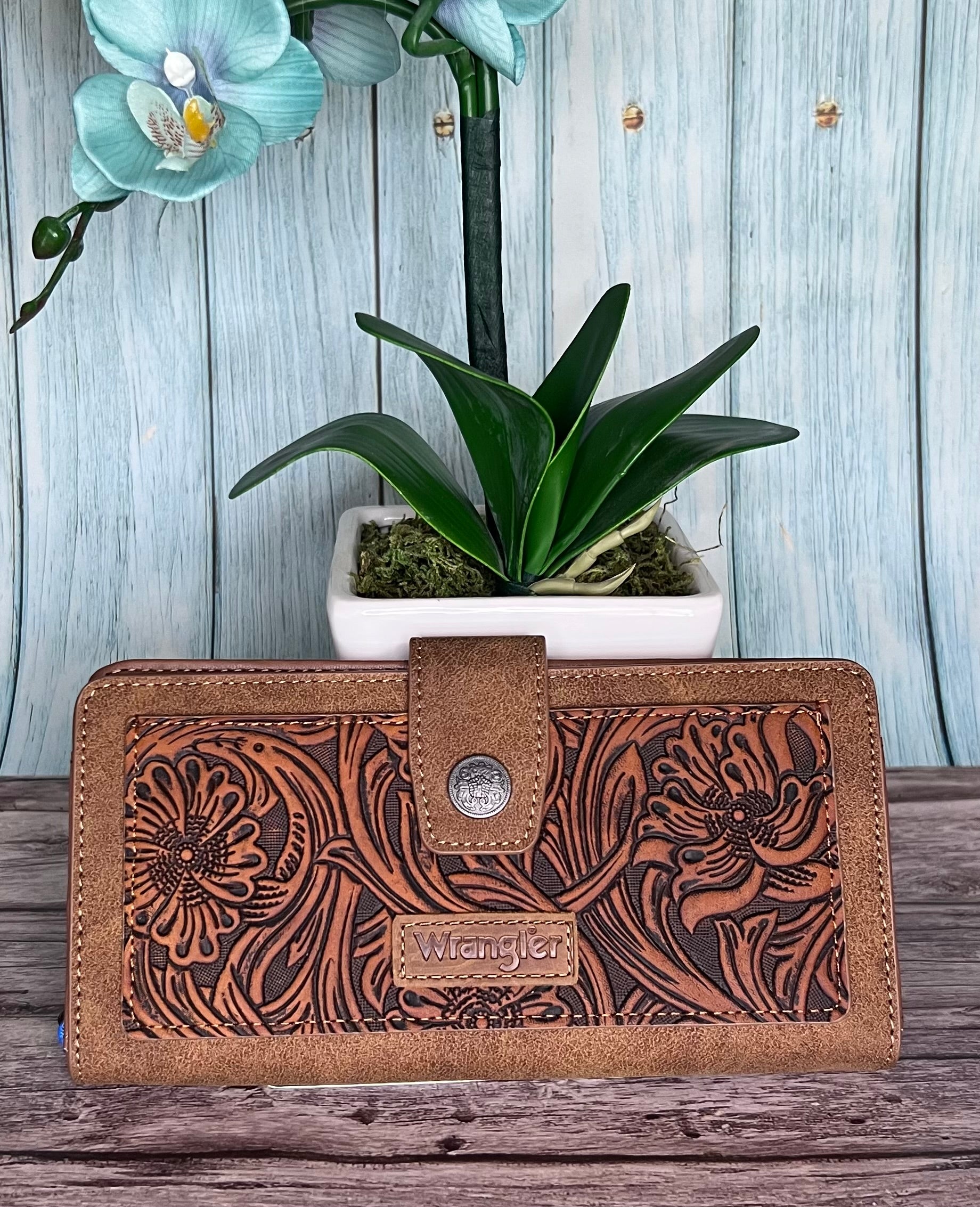Wrangler Western Floral Tooled RFID Wallet