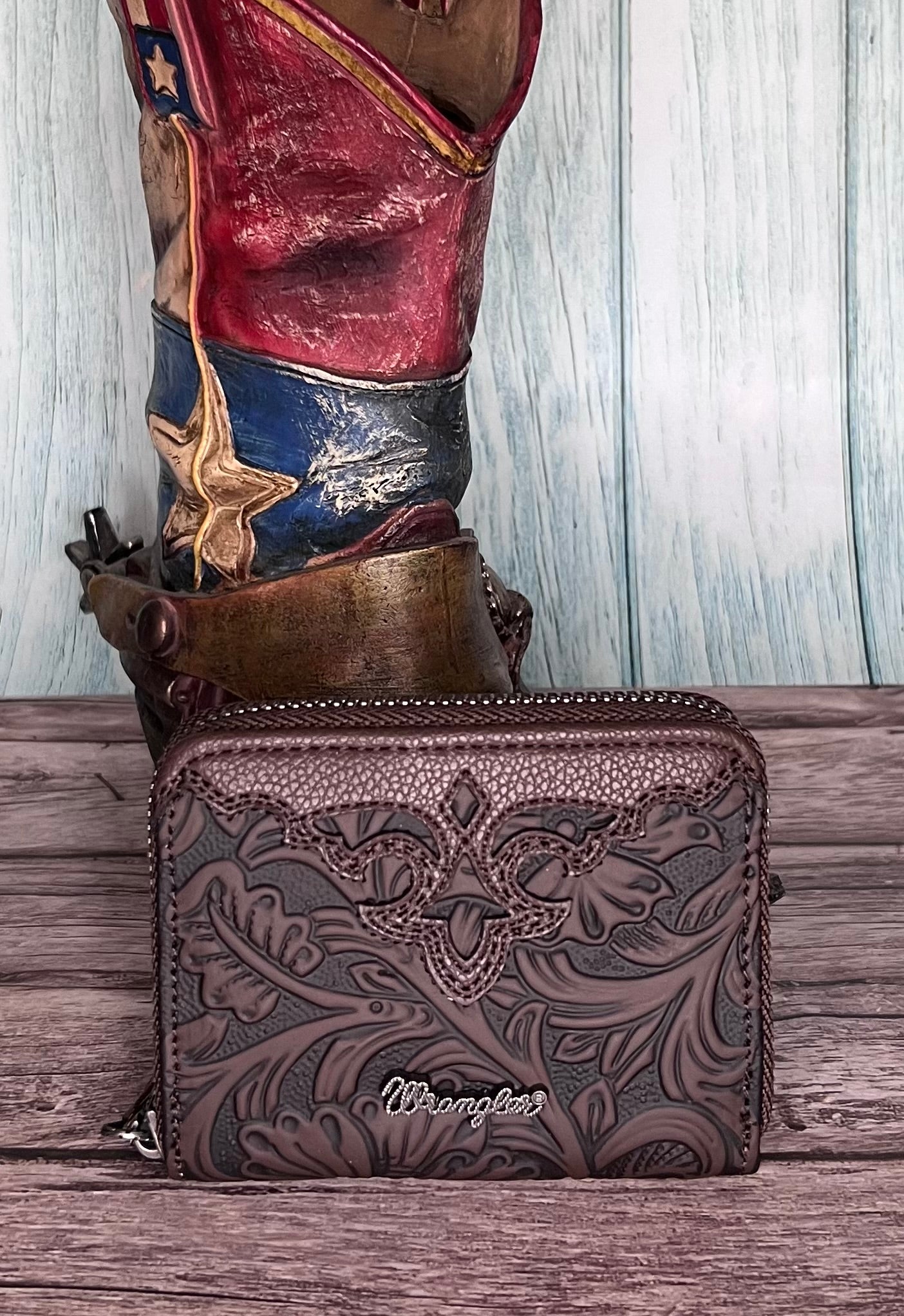 Wrangler Tooled Zip-Around Wallet