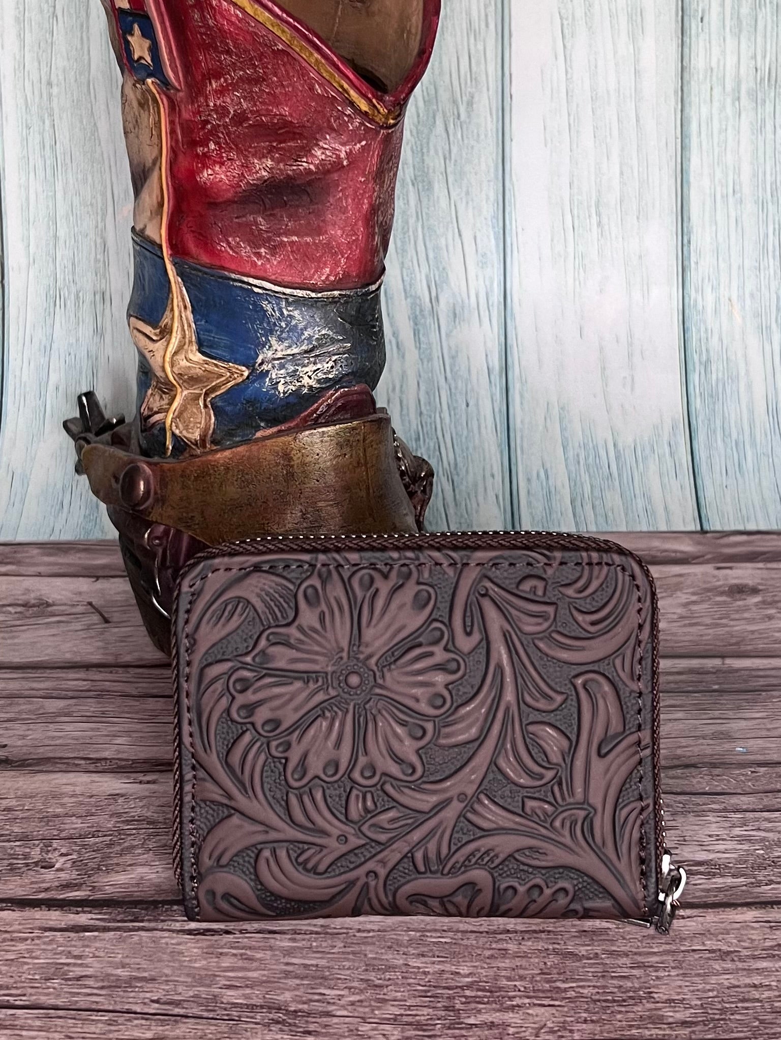 Wrangler Tooled Zip-Around Wallet