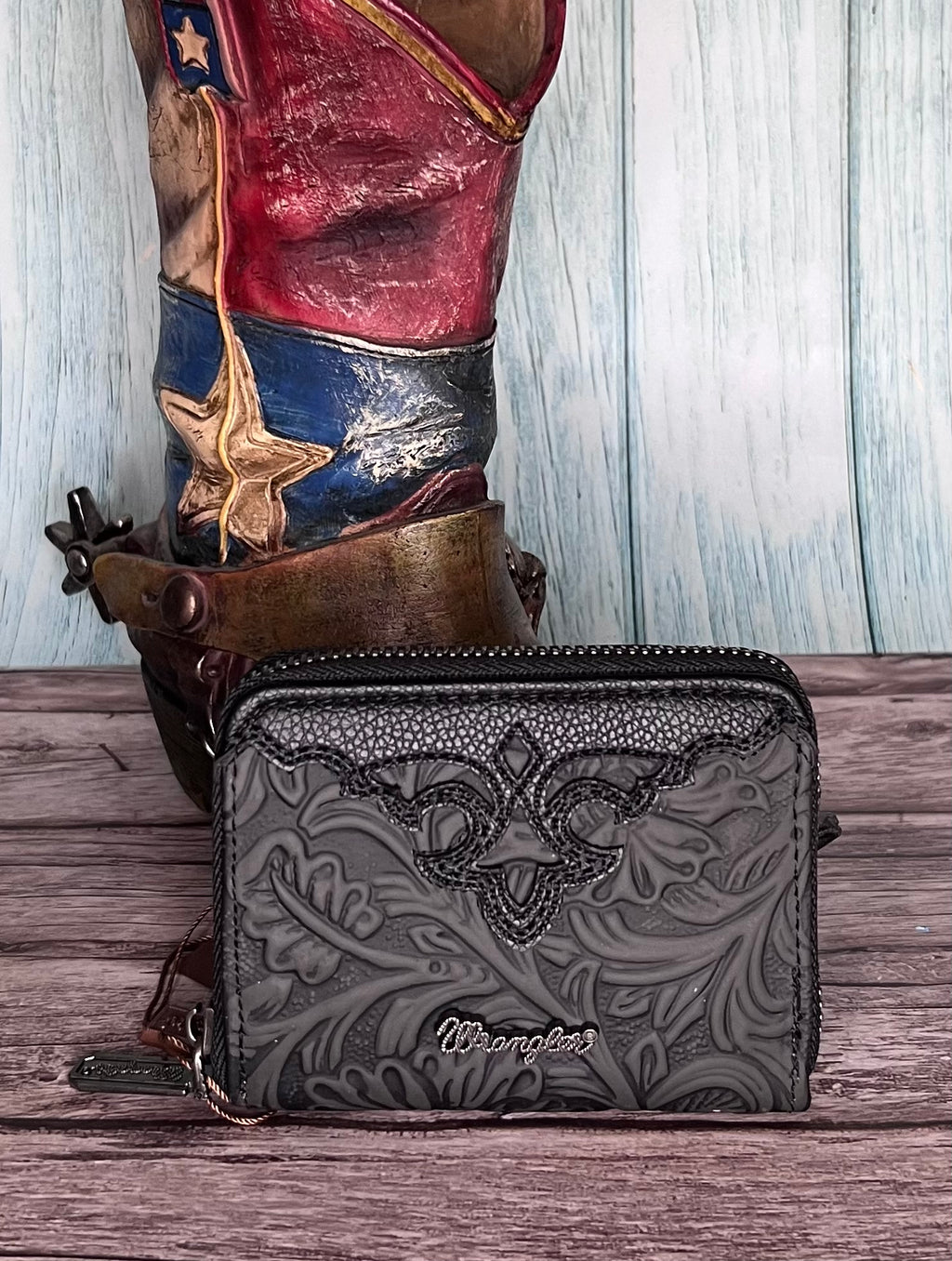 Wrangler Tooled Zip-Around Wallet