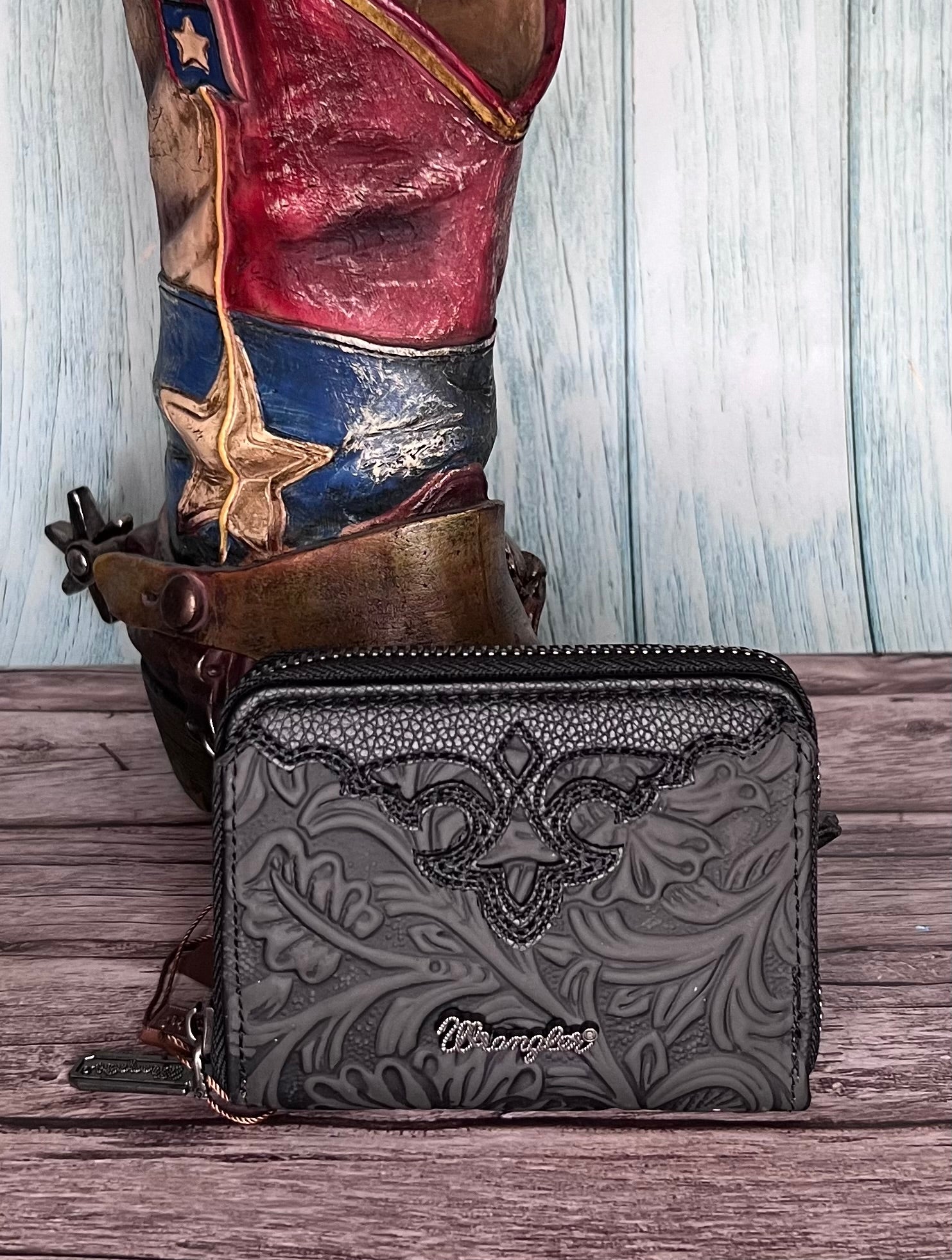 Wrangler Tooled Zip-Around Wallet