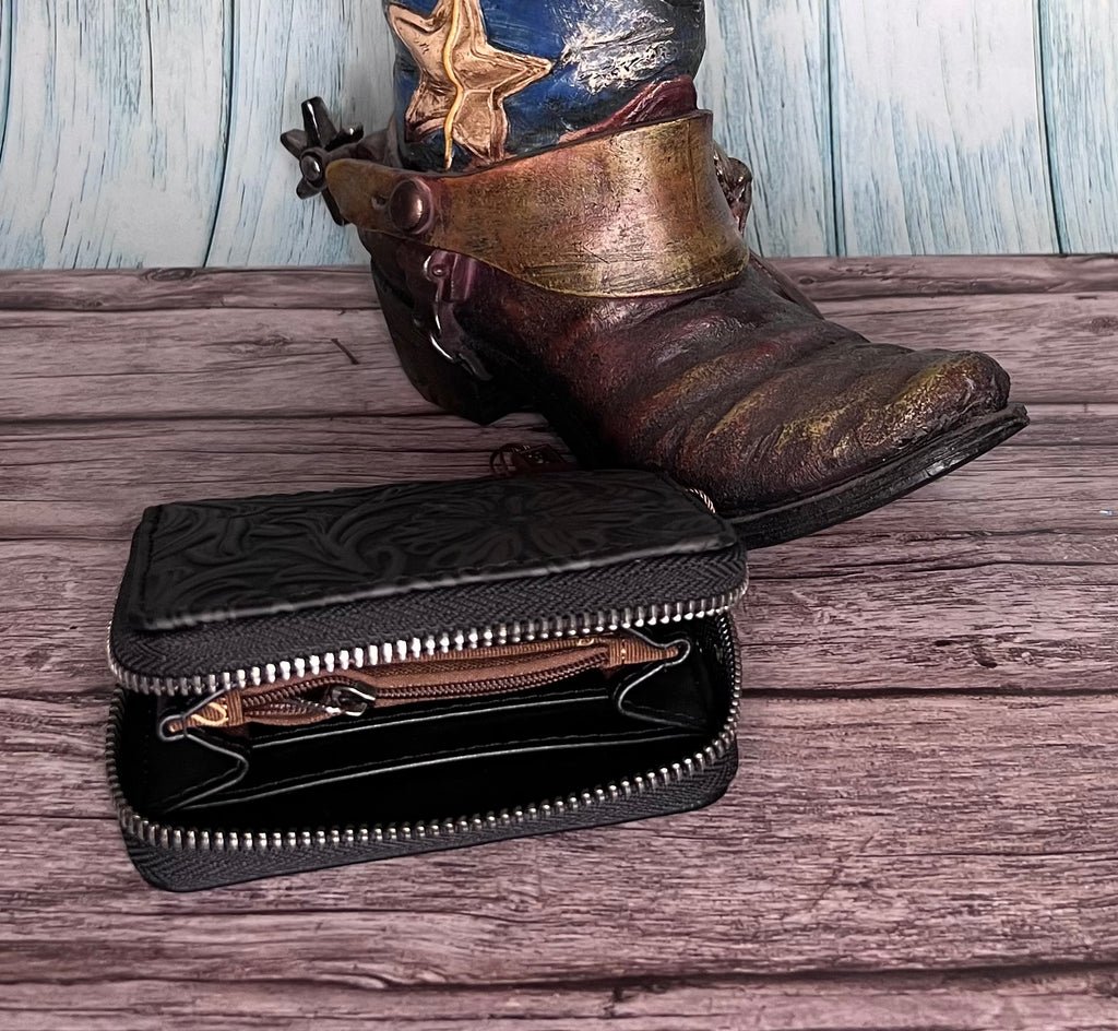 Wrangler Tooled Zip-Around Wallet