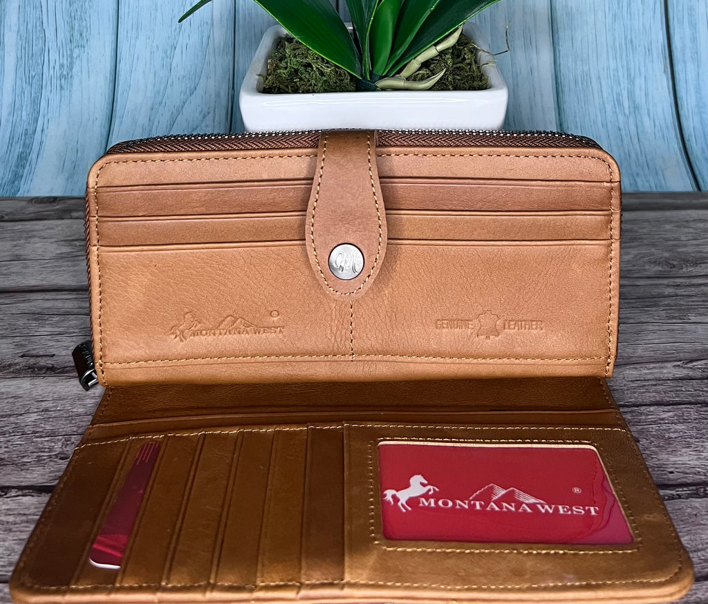 Montana West Genuine Leather Bi-Fold RFID Protected Wallet