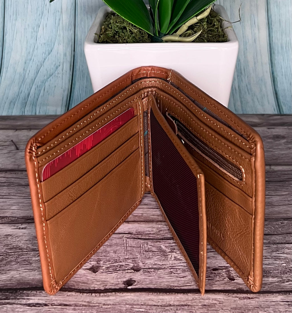 Montana West Genuine Leather Embossed Star - Men's Wallet