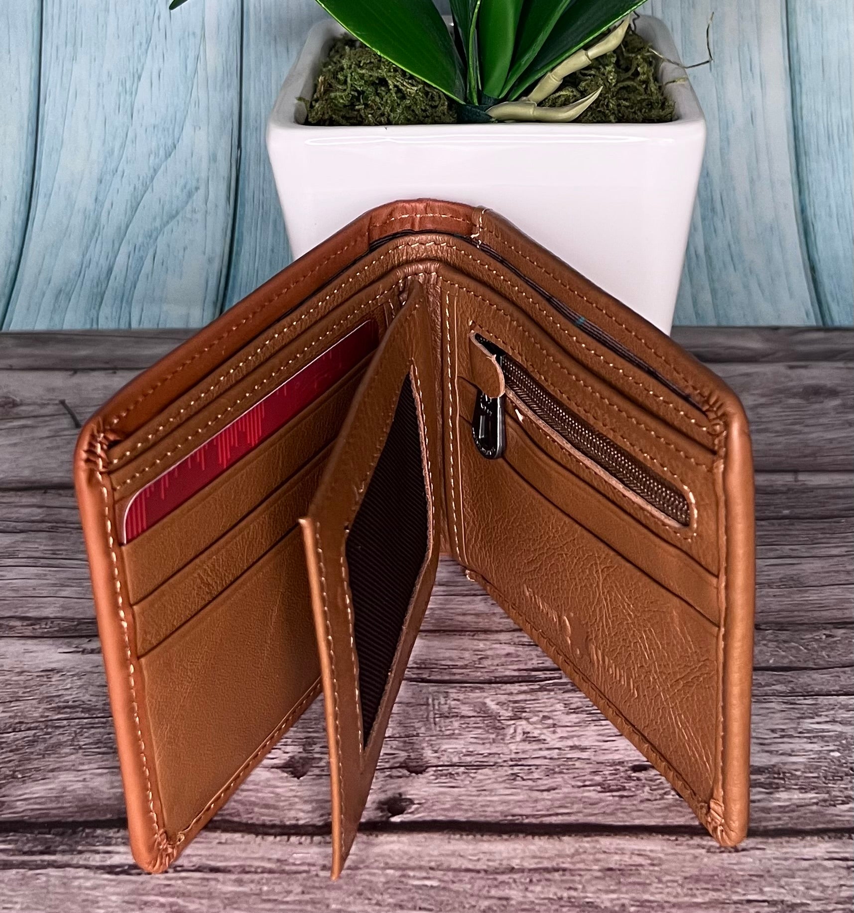 Montana West Genuine Leather Embossed Star - Men's Wallet