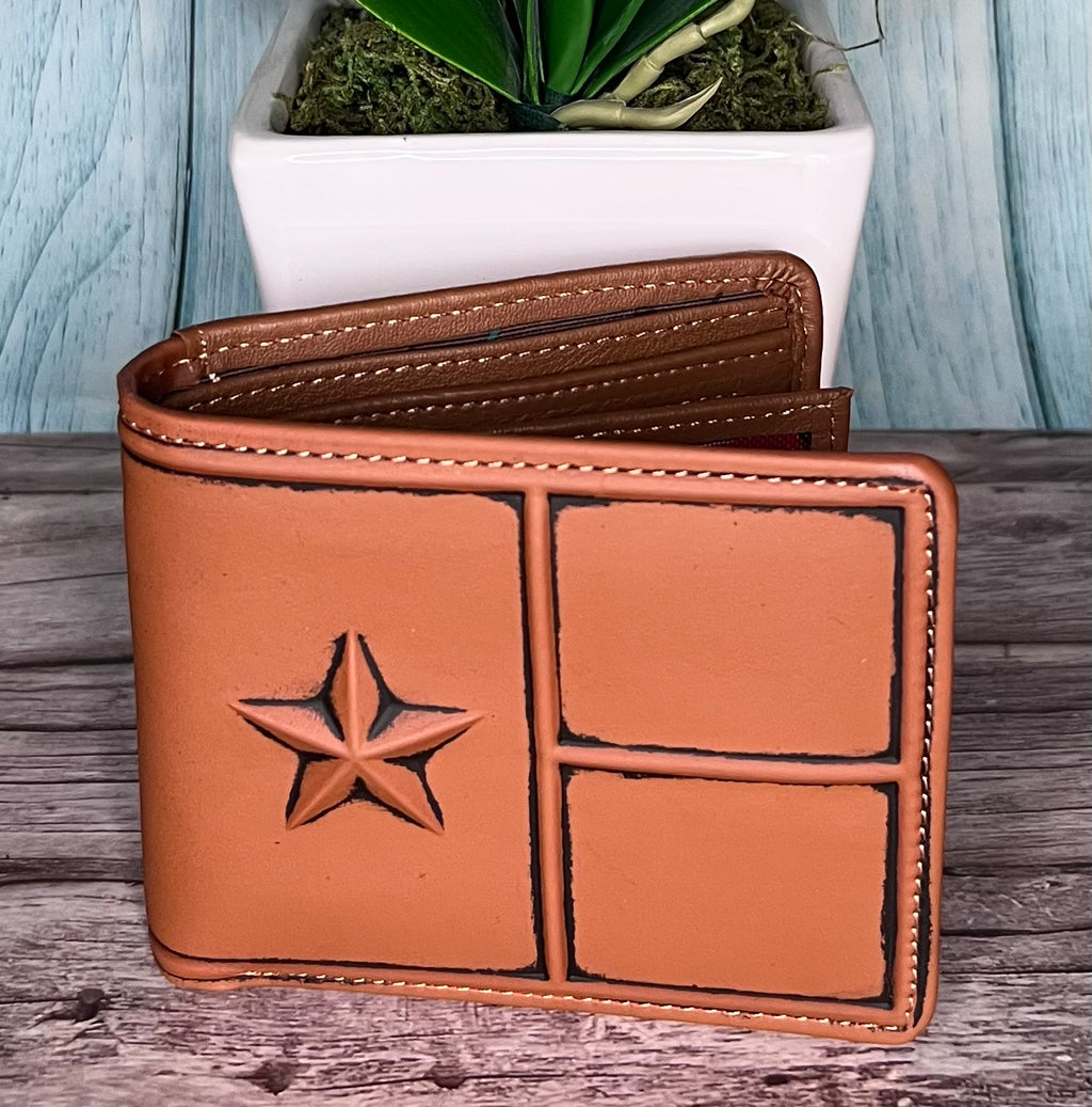 Montana West Genuine Leather Embossed Star - Men's Wallet