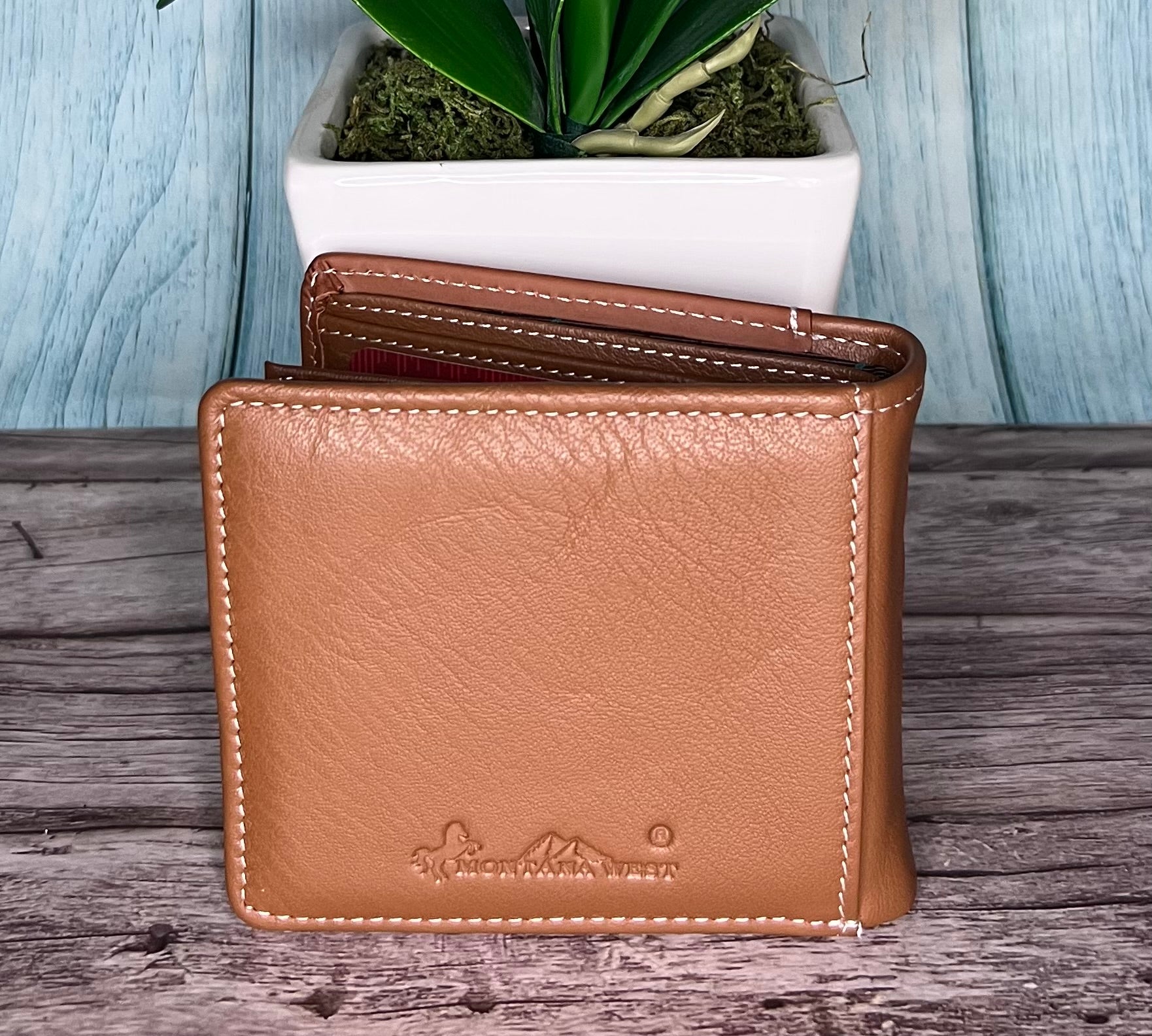 Montana West Genuine Leather Tooled Collection - Men's Wallet