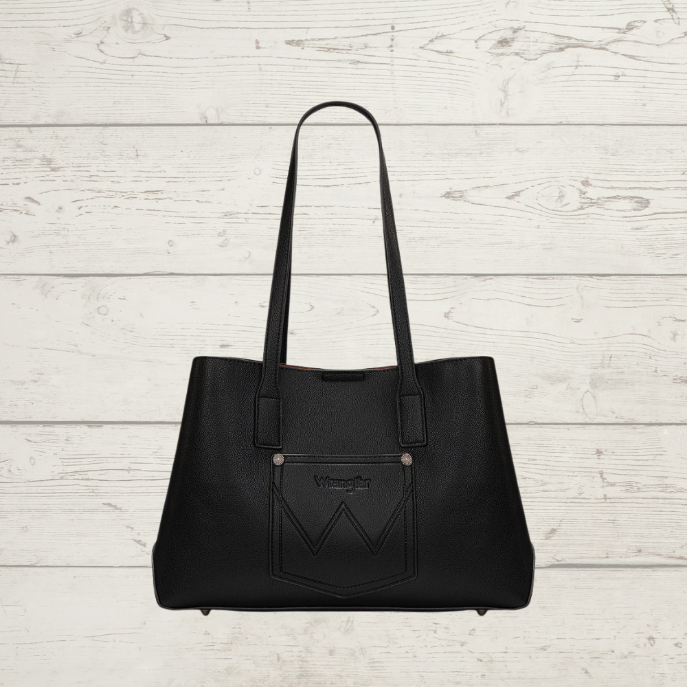 Wrangler Floral Accent Tote Shoulder Bag - Black
