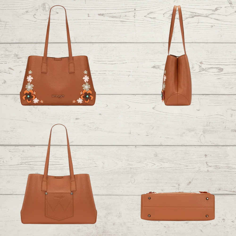 Wrangler Floral Accent Tote Shoulder Bag - Brown