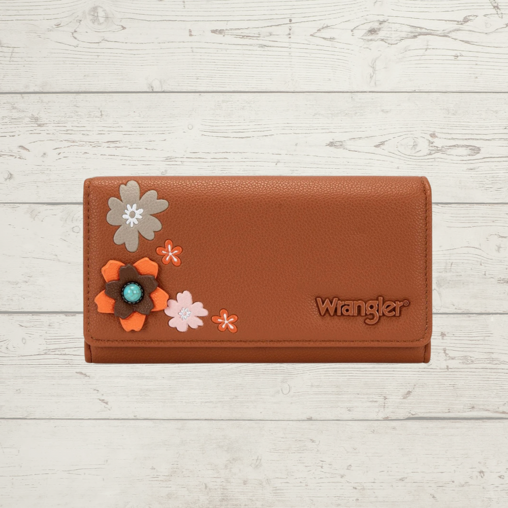 Wrangler Multi Floral Turquoise RFID Long Wallet - Brown