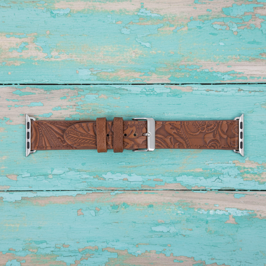 Mitt Angle Embossed Leather Watch Band